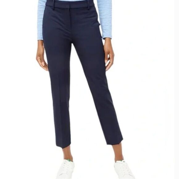 J. Crew Factory J5292 Navy cropped Ruby pant in stretch twill NWOT size 0 Flaw - Picture 1 of 9